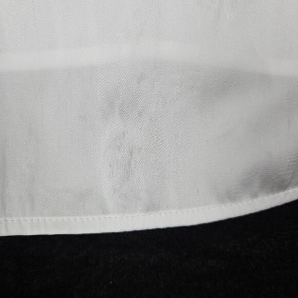 PAIGE Kaylynn Smocked Blouse Tassels City Chic Matte Satin Boho White Womens M - Picture 13 of 16